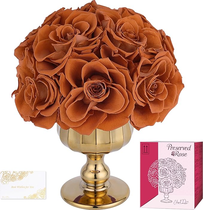 Forever Flowers Preserved Roses in Glass Vase, Flower for Delivery, Eternal Roses Romantic Gift for Women, Table Centerpiece Flowers for Home Decor, Birthday Anniversary Valentine’s Day Gift