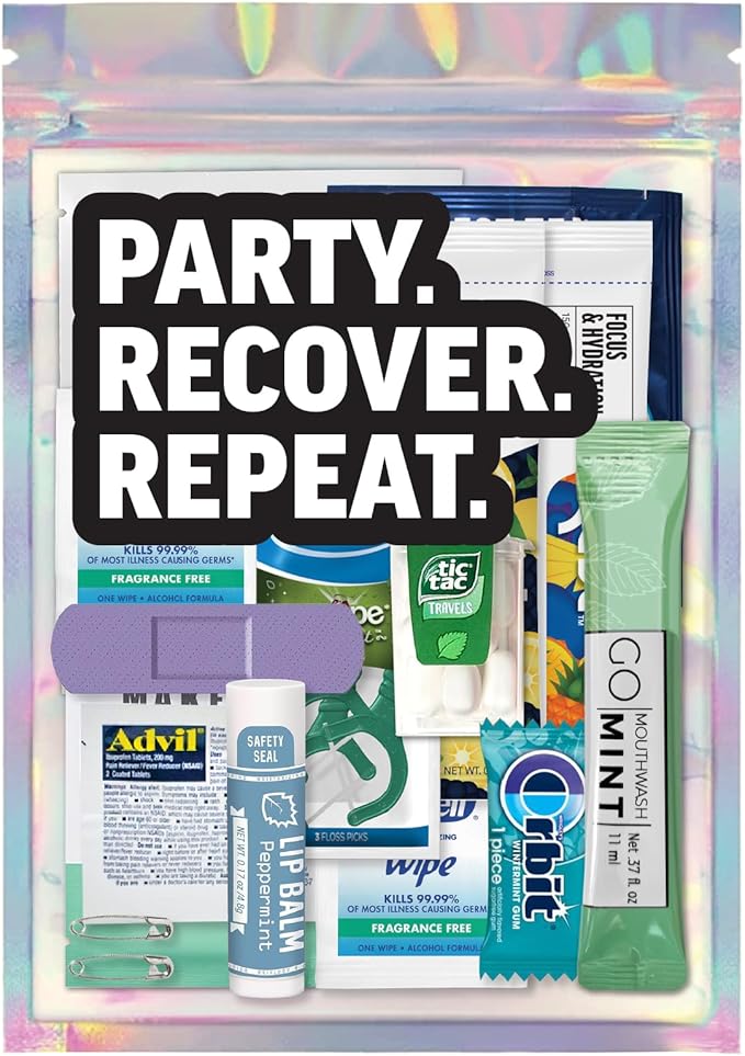 Hangover Kit Deluxe XL – 17pc Pre-Filled Premium Bags with Recovery Essentials – Girls Weekend Gifts, Bachelorette Party Favors, Wedding Celebration Must-Haves, 21st Birthday Ideas (5-Pack)