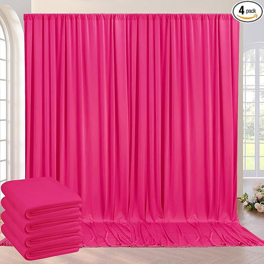 20ft x 10ft Fuchsia Wrinkle Free Backdrop Curtains for Parties,4 Panels 5×10ft Thick Silky Polyester Hot Pink Photo Backdrop Drapes Curtain for Barbie Themed Party Wedding Birthday Photography