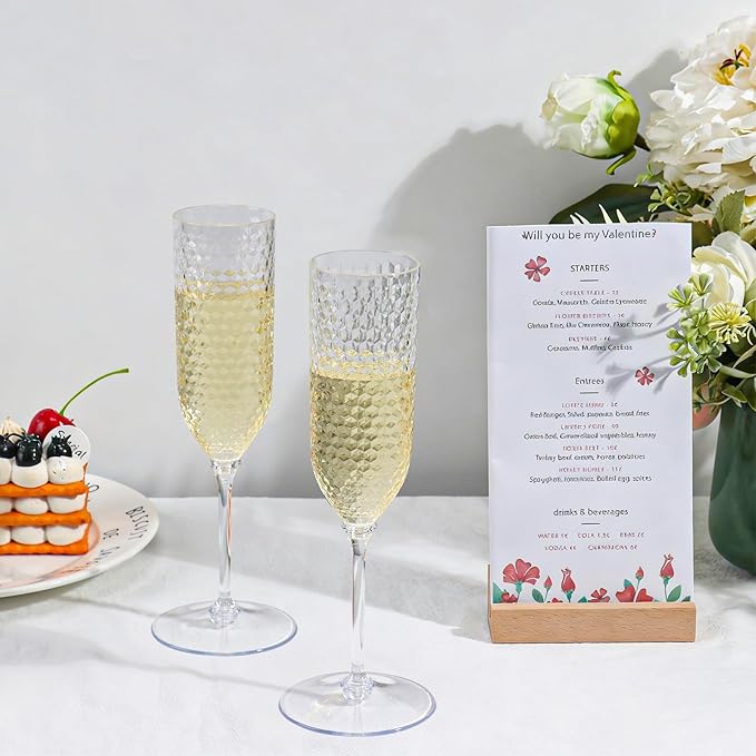 XUWAIDSGN 48 Pack Clear Detachable 2 piece Champagne Flutes 5.5 Oz Unbreakable Plastic Mimosa Disposable Champagne Glasses Drinking Cups Stemmed Reusable Wine Toasting Glasses for Wedding (48, Clear)