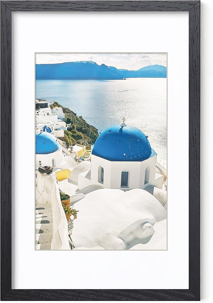 Axeman Oak Wood 11x17 Picture Frame with Mat for 8x12, Tempered Glass, Natural Wall Decor, Black