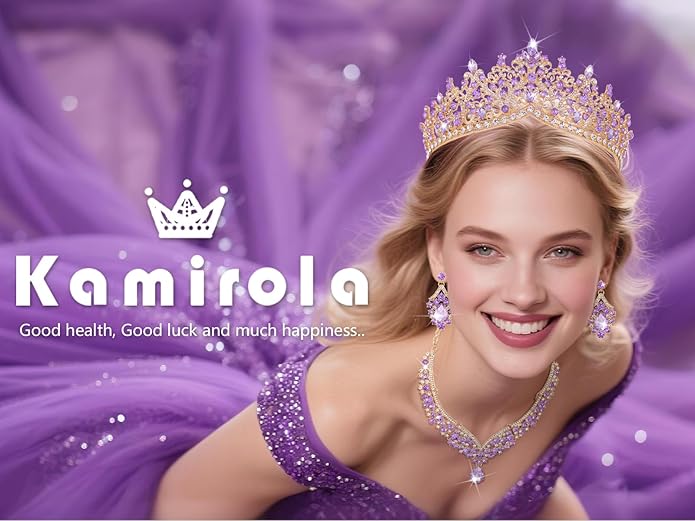 Kamirola Tiaras and Crowns for Women,Tiaras Earrings Necklace, Crystal Bridal Jewelry Set, Costume Party Halloween Prom Pageant Jewelry for Women TR80