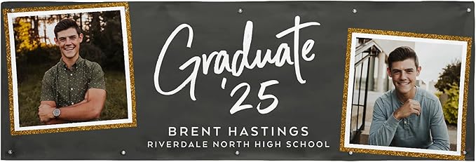 Let's Make Memories Personalized Graduation Banner - Graduation Party Decorations - Customized Congratulations Photo Banner - Class of 2025 - Indoor/Outdoor Vinyl - Success - 10 ft.
