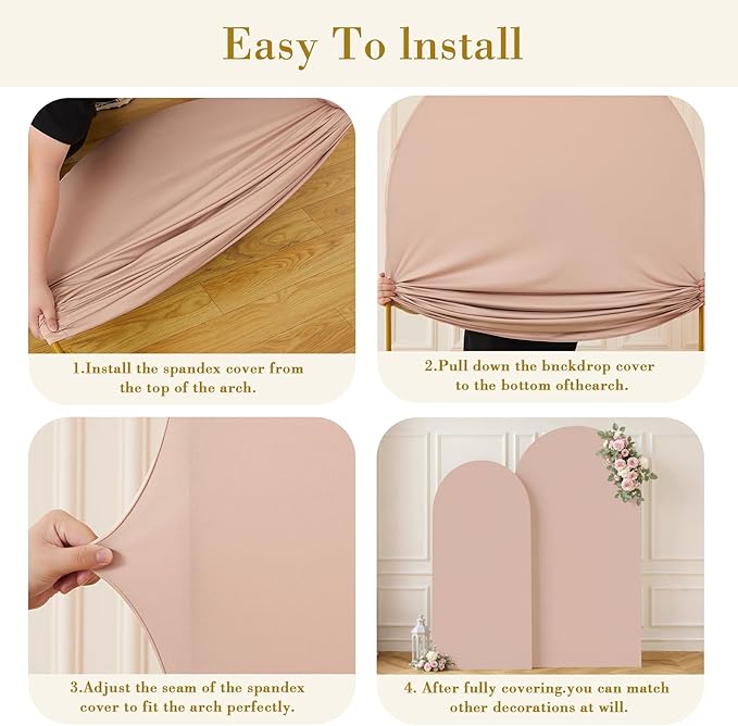 Nude Photo Arch Backdrop Cover Set of 2 Spandex 7.2 and 6ft Arch Covers Stretchy Backdrop Party Arch Stand Covers for Birthday Party Baby Shower Wedding Bridal Shower Banquet Background Decorations
