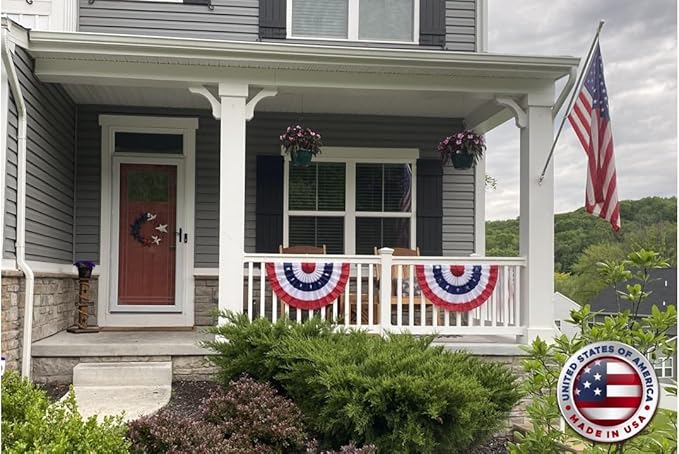 – 2-Pack! 2’ x 4’ American Made Cotton Flag Bunting. Fully Sewn Stars & Stripes Patriotic Bunting Banner!