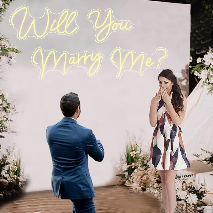 Super Large Neon Signs Will You Marry Me for Wedding Proposal Marry Me Sign Led Neon Light Sign Decor for Engagement Birthday Party Bar Bedroom Wall Art for Wife 80.1X12.4INCH
