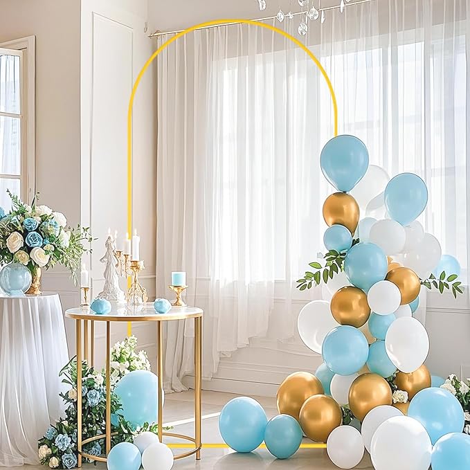 FOTSHARER 7.2FT Wedding Arch Backdrop Stand with White Arch Cover Set Balloon Arch Stand and Spandex Arches Backdrop Stands Cover Metal Back Drop Arches for Birthday Party Ceremony Banquet Decor