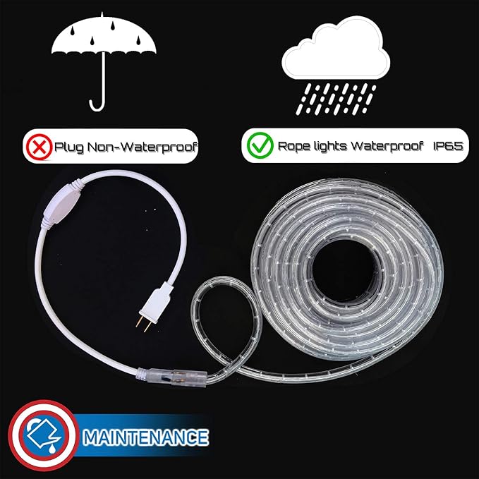 Russell Decor 100ft/30m Led Rope Lights Lamps Kit Indoor Outdoor Decorative Lighting for Party Wedding Valentine's Day Backyard Patio Deck Bright Flexible String Tube Lights Waterproof- Pink