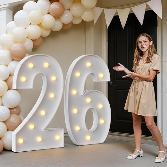 imprsv 4FT Marquee Numbers 26 for 2026 Graduation Decorations, Light Up Sign 26 for Graduation Signs Class of 2026, 26th Birthday Party Decorations