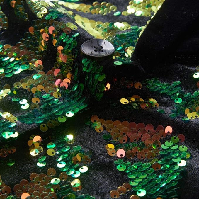 Men Fashion Velvet Sequins Floral Pattern Suit Jacket Blazer