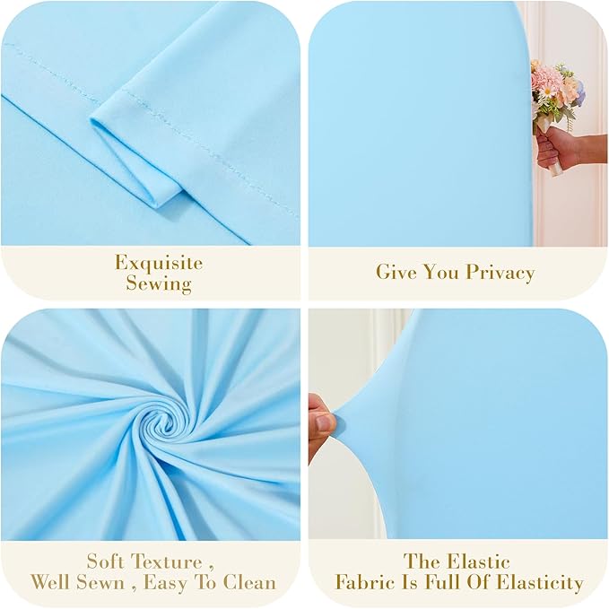 Baby Blue Arch Cover 3 Set - 6.6FT, 7.2FT, 8FT Light Blue Arch Backdrop Cover Spandex Wedding Arch Stand Covers for Baby Shower Boy Birthday Party Wedding Banquet Photo Background Decorations