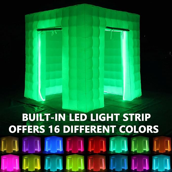 SAYOK Inflatable Photo Booth Enclosure Inflatable Booth 360 Photo Booth Backdrop 8.2x8.2ft Portable 16 Colors Led Dimmable Shooting Photobooth Tent Kit for Advertising, Bars, Shopping Malls, Events