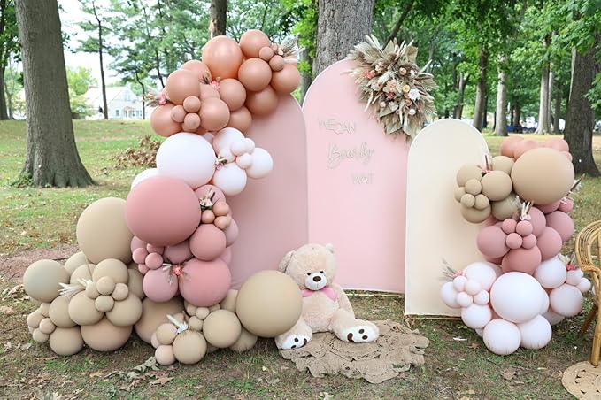 7.2 FT Wedding Arch Backdrop Stand and Cover Set | Metal Backdrop Arch Stand, Balloon Stand, Water Bags | Party, Bridal Show, Birthday, Baby Shower Decorations (White Cover)