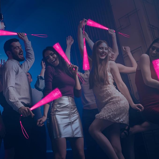 48 PCS Pink Glow Fiber Wands Sticks LED Light Wands 3 Modes Flashing Fiber Optic Light Rod Bulk Fiber Optic Wands Glow in The Dark Party Favors for Bar Wedding Party Supplies