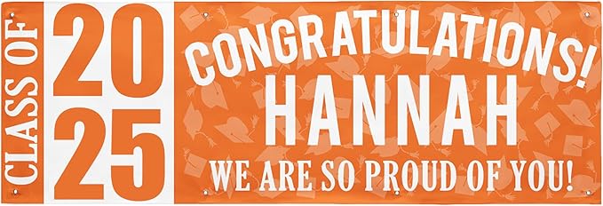 Let's Make Memories Personalized Graduation Banner Class of 2025 - Graduation Party Decorations - Congratulations Banner - Indoor/Outdoor Vinyl - Best in Class - Orange - 8 ft.
