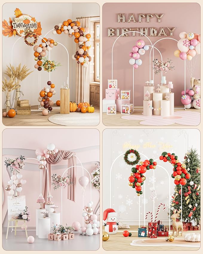 Wedding Arch, Metal Arch Backdrop Stand, Balloon Arch Stand Wedding Frame for Ceremony Decoration (White, 7.2FT, 6.6FT, 6FT Arch Backdrop)