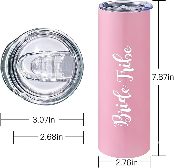 10 Pack Bride to Be Skinny Tumbler | 20 oz Bride Tribe Stainless Steel Wine Tumblers | Engagement Wedding Gifts Bridesmaids Mugs Bachelorette Party Supplies & Games