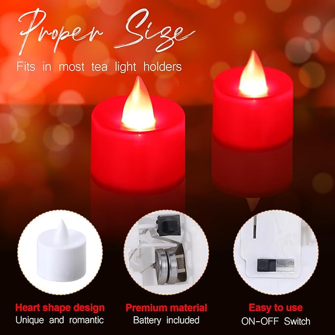 Hanaive 8000 Pcs Artificial Rose Petals with 120 Pcs Flameless LED Tea Light Candles Set Romantic Special Night Decorations for Proposal Anniversary Wedding Valentines Decor(Red)