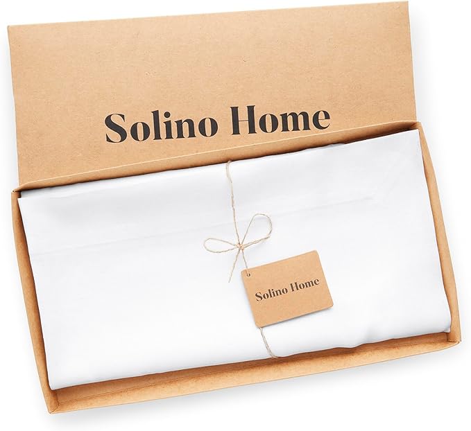 Solino Home Linen White Square Tablecloth 52 x 52 Inch - 100% Pure Linen Table Throw - Fete, Machine Washable Table Cloth for Winter, Valentines, Spring, Easter