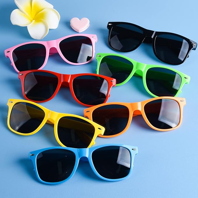 FEPITO 60 Pack Neon Sunglasses in Bulk 10 Colors Sunglasses Party Favors for Beach Birthday Party Pool Wedding Party Supplies