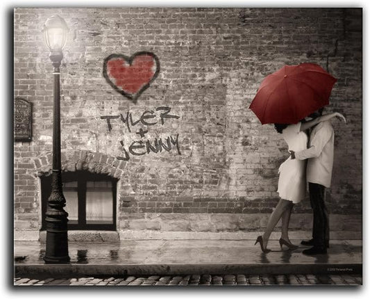 Personal-Prints STREET SCENE | Personalized Romantic Canvas Art Gift with Your Names | Custom for Valentine’s Day or Wedding Anniversary (16"x20" Stretched Canvas)