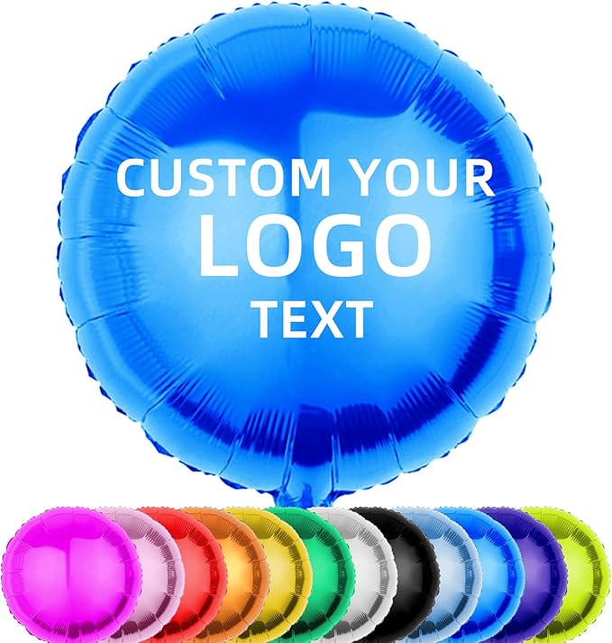 10Pcs 18 inch Custom Round Foil Balloon – Personalized with Logo, Photo or Text – Helium Mylar Balloon for Party, Event, Business,Birthday,Wedding (50)