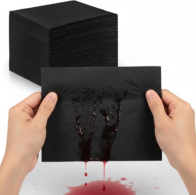 Henoyso 500 Pack 2 Ply Black Cocktail Napkins Bulk 9.8'' x 9.8'' Disposable Bamboo Dinner Beverage Paper Napkins for Wedding Bar Party Birthday Cocktail Holiday Elegant Restaurant Event