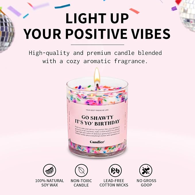 Birthday Cake Scented Candle, Natural Soy Candle with Birthday Cake & Buttercream Notes, Aromatherapy for Relaxation, Unique Candles Gifts for Women, 60-Hour Burn Time - Candier by Ryan Porter