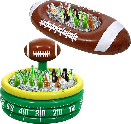 Bencailor 2 Pcs Inflatable Football Cooler for Parties Blow up Drink Rugby Cooler Party Decorations Football Party Supplies Inflatable Ice Bucket for Game Day Picnic Beer