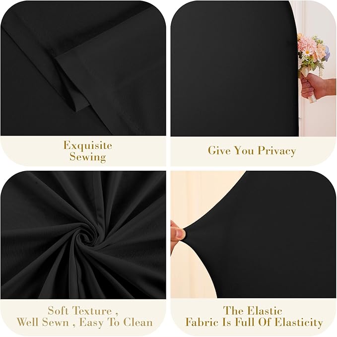 Black Photo Arch Backdrop Cover Set of 2 Spandex 7.2 and 6ft Black Arch Covers Stretchy Backdrop Party Arch Stand Covers for Birthday Baby Shower Wedding Bridal Shower Banquet Background Decorations
