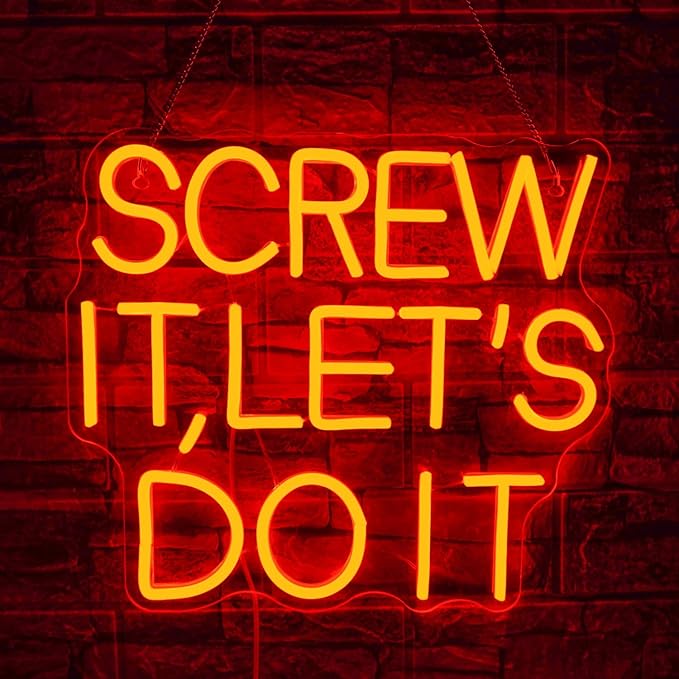 NOSUN Screw It Lets Do It LED Neon Signs for Wall Decor with Dimmable Red Light for Bedroom Light Up Sign for Home Dorm Wall Wedding Party Bar Room Neon Let's Do It Wall Decor