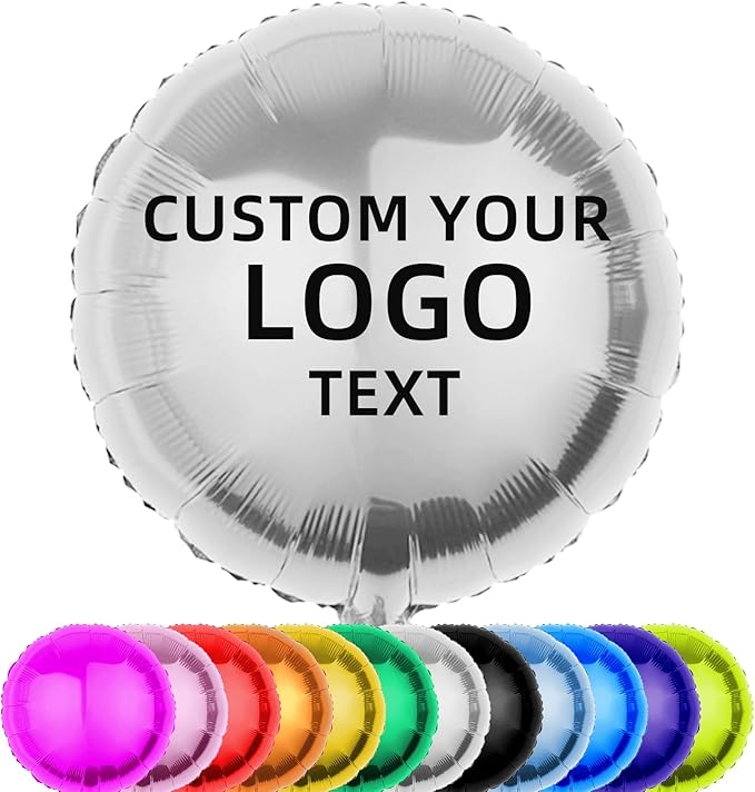 10Pcs 18 inch Custom Round Foil Balloon – Personalized with Logo, Photo or Text – Helium Mylar Balloon for Party, Event, Business,Birthday,Wedding (300)