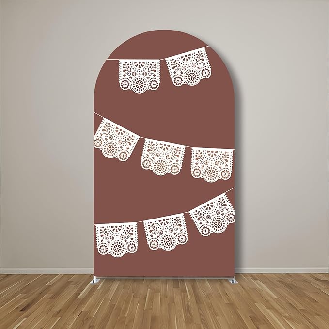 Beige Arch Backdrop Cover Birthday Party Baptism Cutie Baby Shower Arch Stand Spandex Covers Wedding Mexican First Fiesta Parties Decorations (4X7.2ft,G3761)