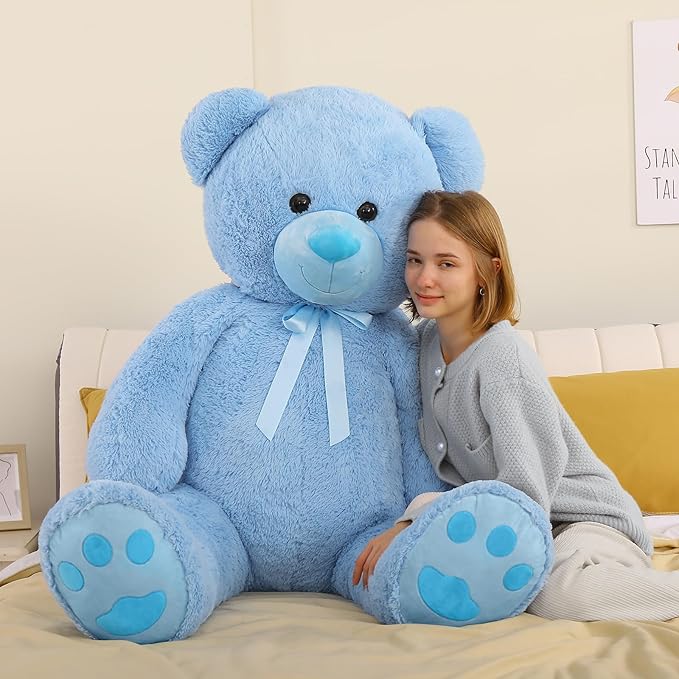 Tezituor Giant 5 Feet Teddy Bear Stuffed Animal, Soft and Huggable Valentines Teddy Bear Plush for Girlfriend and Boyfriend, Classic Large Blue Teddy Bear Gift for Kids