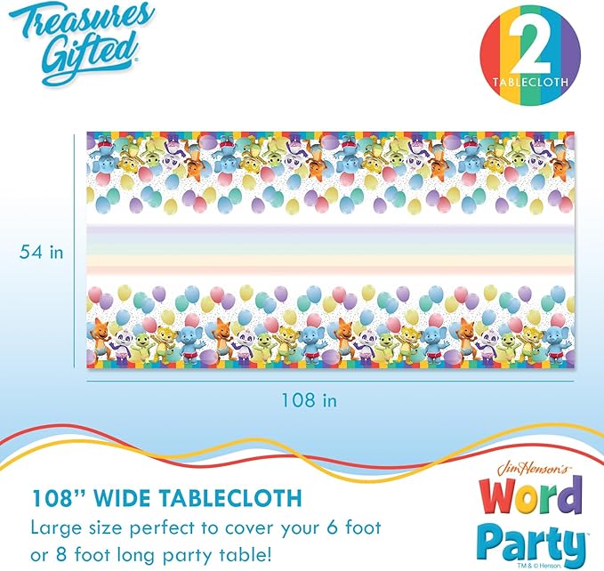 Treasures Gifted Officially Licensed Jim Henson’s Word Party Birthday Supplies - Serves 24 Guests - Ultimate Set Birthday Decorations - Word Party Decorations - Banner, Plates & More