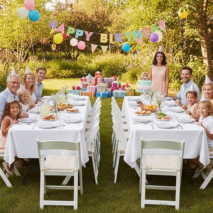 sancua White Table Cloths Rectangle, 8 Pack Tablecoths for 6 Foot Tables - Washable Polyester Fabric Table Cover for Wedding, Birthday Party, Banquet Reception, 54x108 Inch