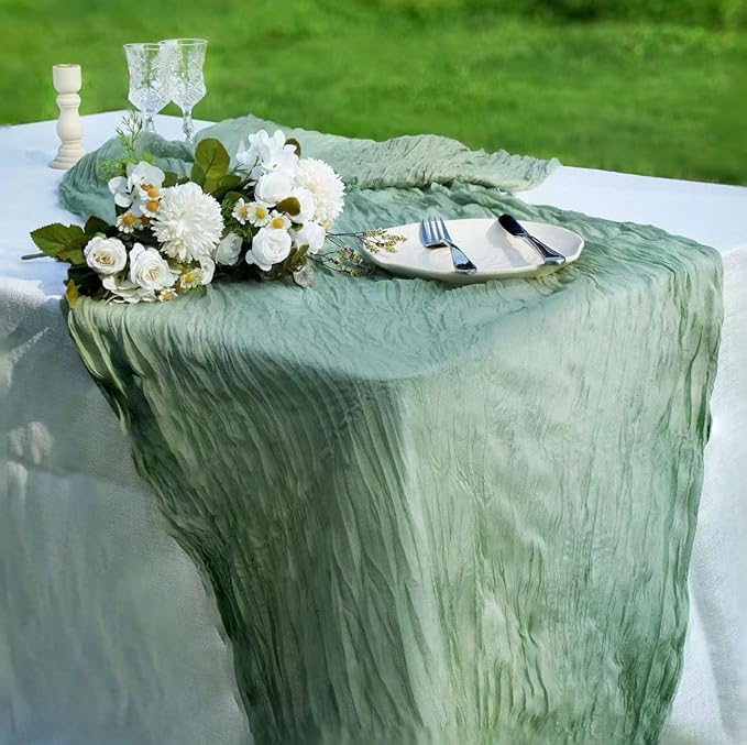 12 Pcs Terracotta Cheesecloth Table Runner 13ft Boho Gauze Cheesecloth Table Runner 160 inch Long for Christmas Wedding Bridal Baby Shower Birthday Table Decorations