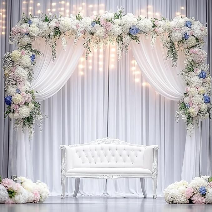 40 ft x 10 ft Wrinkle Free White Backdrop Curtain for Wedding Parties, Polyester Photo Backdrop Drapes for Baby Shower Birthday Party Backdrop Stand, Bulk Thick Background Curtains, 5x10FT 8 Panels