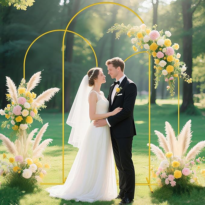 Wedding Arch Stand and Cover Set 6FT, 5FT, 4FT Metal Backdrop Stand Set of 3 with Ivory Arch Spandex Covers Balloon Arch Backdrop Stands Cover for Birthday Party Baby Shower Banquet Ceremony Decor