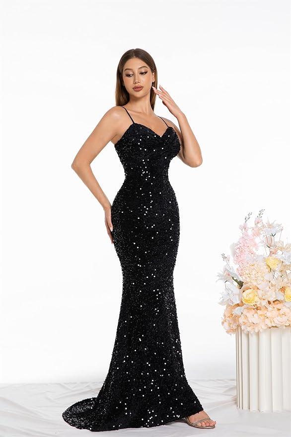 Evening Formal Dresses for Women Sequin Prom Wedding Guest Cocktail Dress Party Sexy Maxi Elegant Bodycon Night Gown