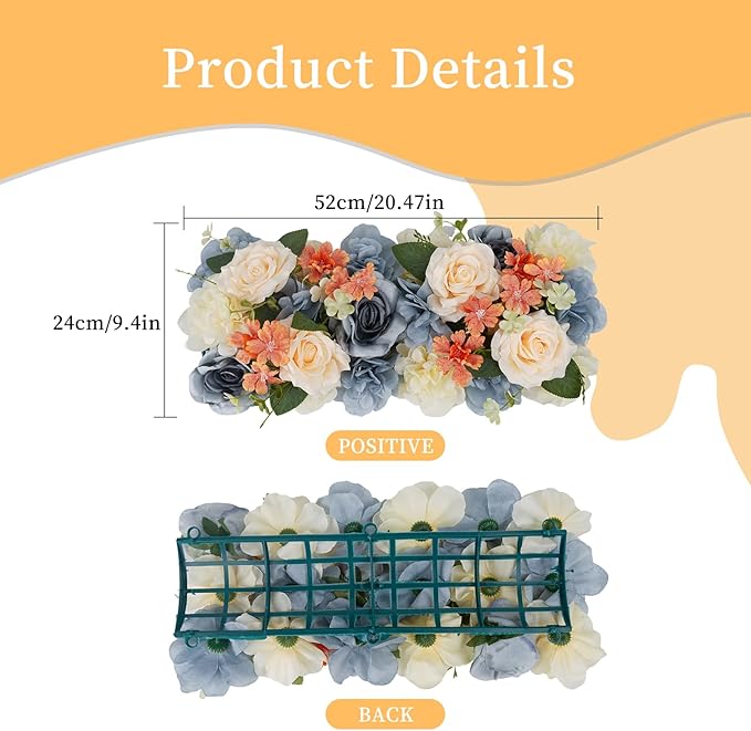 Pack of 10 Wedding Arch Decorations, 20.47 inch Artificial Flower Table Centerpieces Floral Arrangement for Wall Backdrop Party Bridal Shower Event Decor - Grey