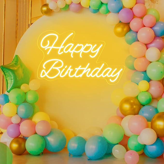 Happy Birthday Neon Sign 20 Inch Reusable Happy Birthday LED Light Up Sign with Dimmable ON/OFF Switch for Birthday Party Backdrop Decoration and Wall Decor and Birthday Gifts