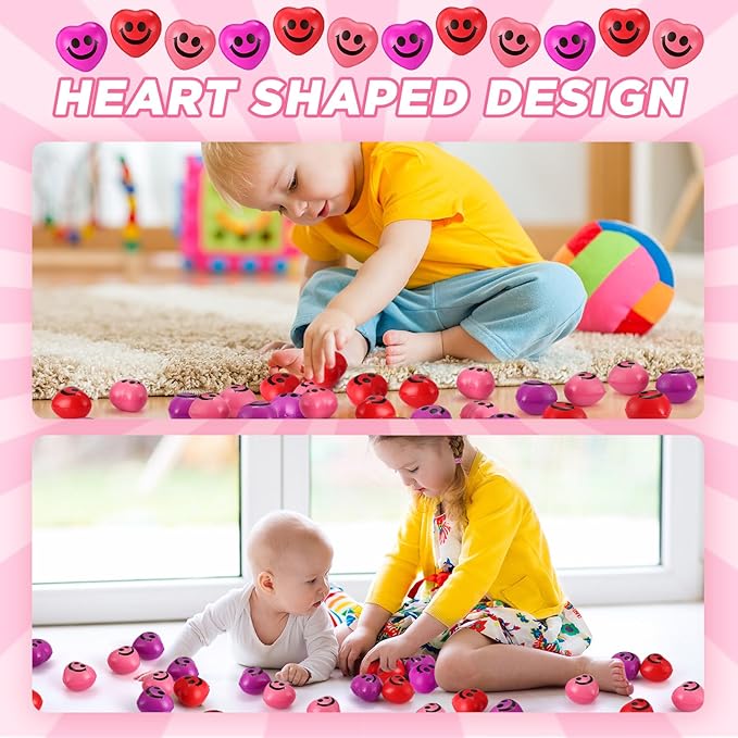 150 Valentines Day Heart Stress Balls 1.5 Inch Smile Face Motivational Stress Balls Quotes Anxiety Relief Toys Party Favors Adults Valentine's Day