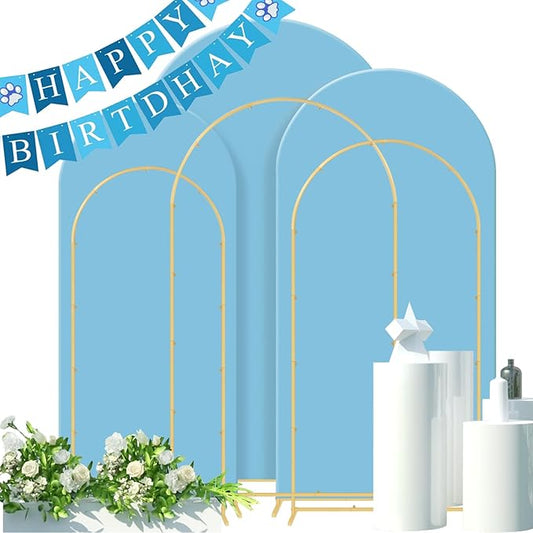 Wedding Arch & Cover Set, Metal Arch Backdrop Stand for Birthday, Baby Shower, Anniversary