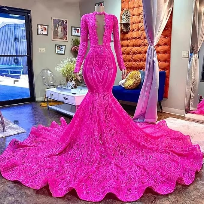 Keting Shiny Sequined Mermaid Women's Prom Party Evening Gala Dress Pageant Celebrity Gown