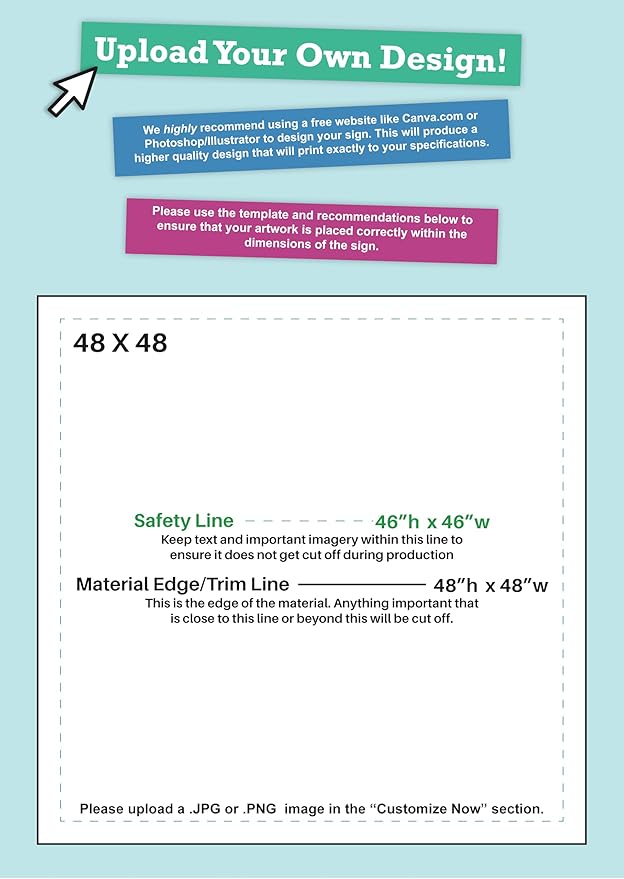 CustomForMe Personalized Vinyl Banner – Vinyl Printed Customizable Banner for Indoor and Outdoor Use (4'x4')