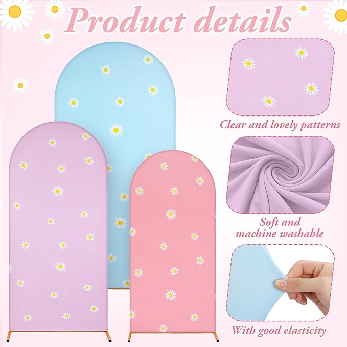 34 Pieces Pastel Balloon Arch Backdrop Cover Kit 4ft 5ft 6ft Dog Theme Blue Spandex Arch Backdrop Cover with Daisy for Spring Boho Wedding Birthday Party