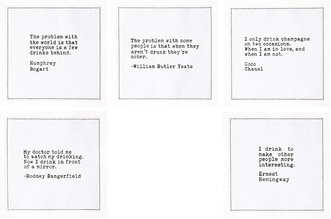 Five Star Funny Drinking Quotes | White Cotton Cocktail Napkins | 50 Luxury Disposable Beverage Napkins with Witty Bar Quotes | Drink Napkins for Parties, Bars, Weddings & Game Nights