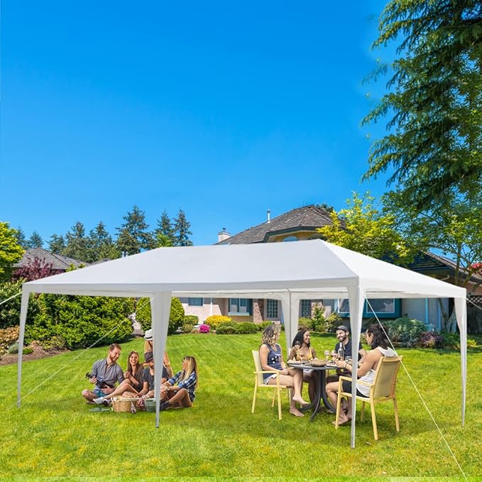 Party Tent, Tents for Parties, Outdoor Wedding Tent Birthday Tent Event Tent Patio Gazebo Carport Canopy Shade, Canopy Tent with Removable Sidewalls & Transparent Window (10'x20'/0 Sidewalls White)