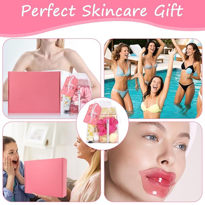 88PCS SPA Party Supplies for Girls, Under Eye Patches, Facial Masks, Lip Mask & Balm, Hand Cream, Foot Bath Bombs, Compressed Towel, Hair Band, Bulk Birthday & Sleepover Party Kit